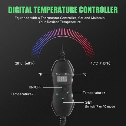 ROCEEI 2 Pack Seedling Heat Mat with Digital Thermostat Controller 20 x 20.75 Inch Waterproof Plant Seedling Heat Mat for Germination, Hydroponics, Brewing, Breeding, Indoor Gardening and Greenhouse
