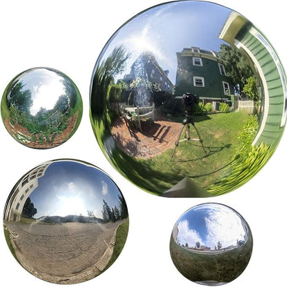 4pcs 5in/6in/8in Diameter Gazing Globe Mirror Ball,Silver Stainless Steel Polished Reflective Smooth Garden Sphere,Colorful and Shiny Addition to Any Garden or Home