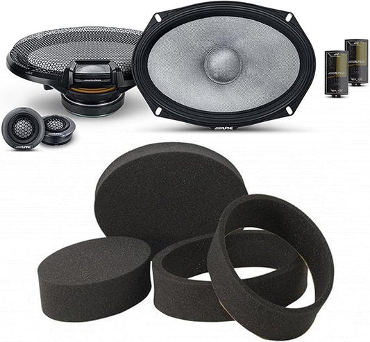 Alpine R2-S69C High-Resolution 2-Way Speaker Set / 6x9 with RKFR69 3-Piece Foam Ring Speaker