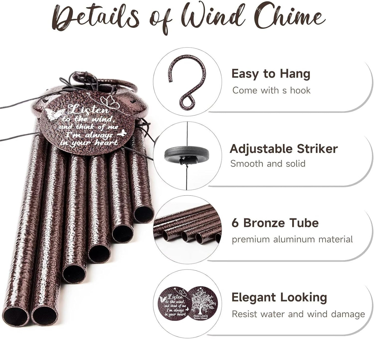 Memorial Gifts for Loss of Love one, 25''Memorial Wind Chimes Sympathy Gifts, Bereavement, Condolence, Remembrance Gifts,Windchimes in Memory of Love one