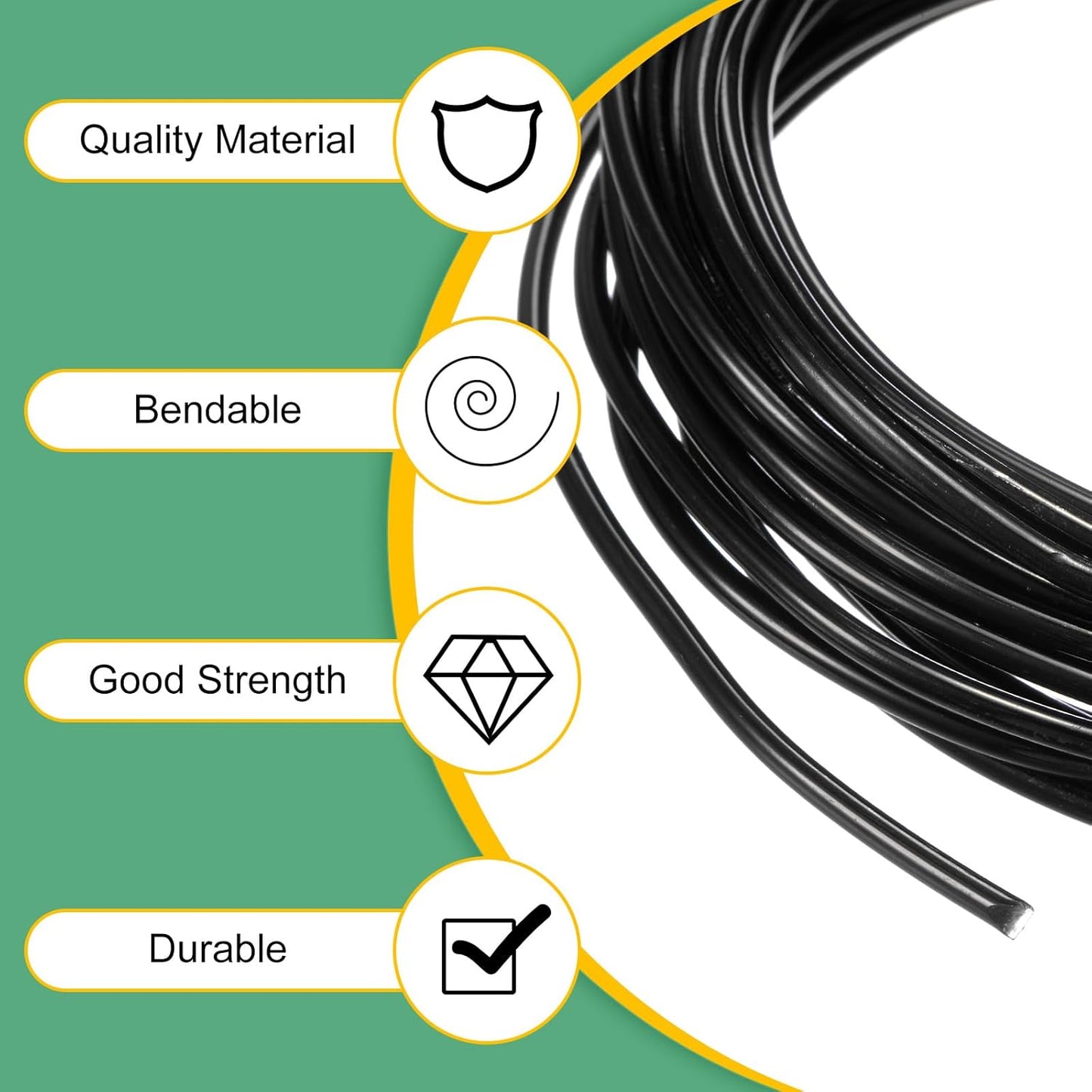2.5mm Bonsai Training Wire, 16.4 Feet Total Anodized Aluminum Bonsai Wires for Bonsai Tree Shaping/Branches Fixing/Trunk Holding/DIY Crafting [Black]