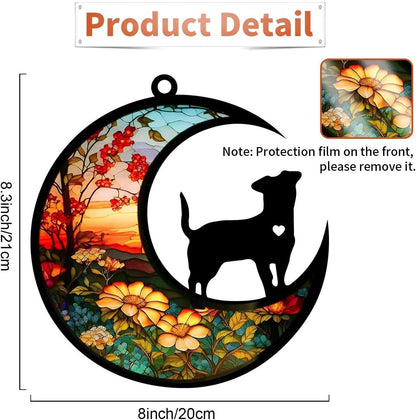 Dog Memorial Suncatcher, Pet Sympathy Gifts, Memorial Gifts for Loss of Dog, Adult Breed Puppy Pass Away Gift with Writing Name Date for Pet Lovers (Classic, 8”)