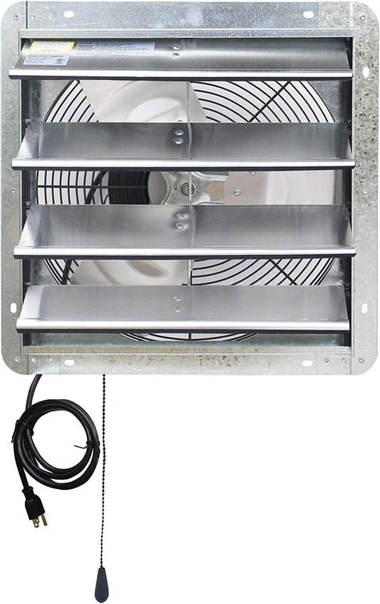 Iliving ILG8SF16V-T Wall-Mount Shutter Exhaust Fan, 16" - Variable Speed, Silver
