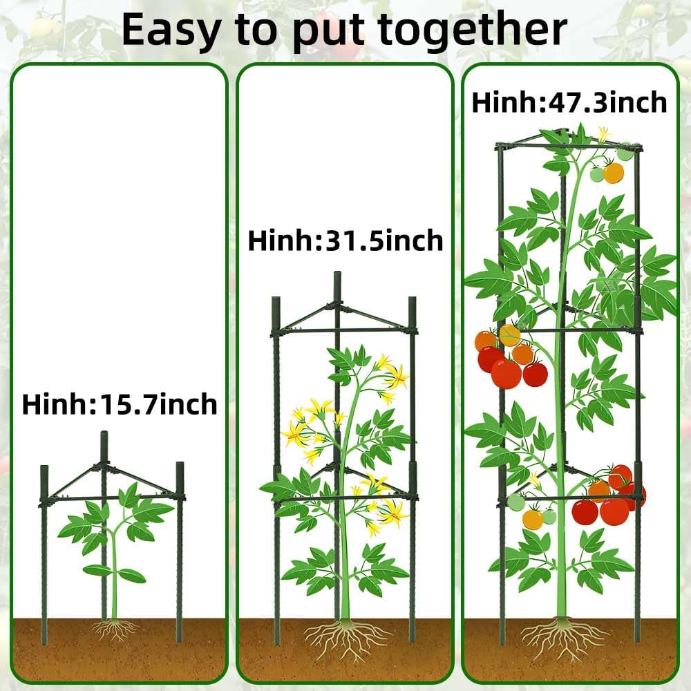 3 Package up to 48in Tomato cage Garden Grid Plant Support Posts with Adjustable Tomato cage Vegetable Grid (3pack)