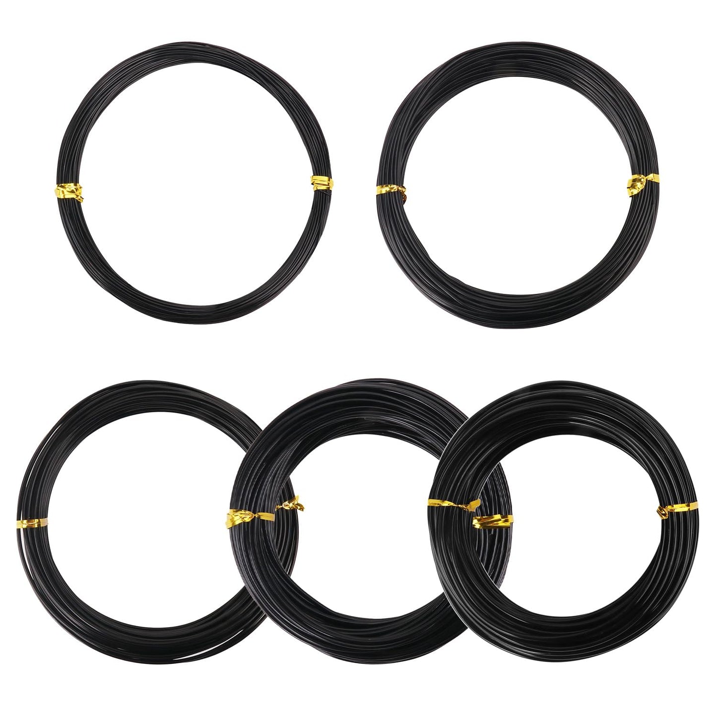5 Roll Anodized Aluminum Bonsai Training Wire Kit with Bag, Black Bonsai Training Wire, Plant Wire Kit for Bonsai Artists & Beginners by Biugaaufai (1.0mm, 1.5mm, 2.0mm, 2.5mm, 3.0mm,5-Size 328 Feet)