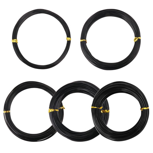 5 Roll Anodized Aluminum Bonsai Training Wire Kit with Bag, Black Bonsai Training Wire, Plant Wire
