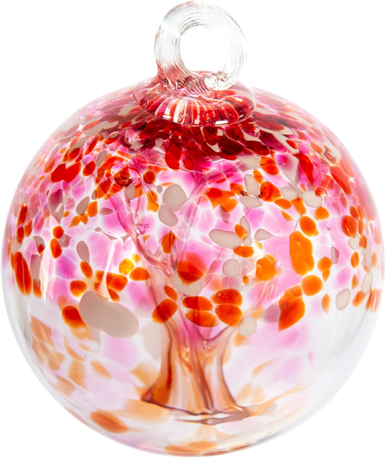 Dale Tiffany AC23212-D6 Rainbow Tree of Life Hand Blown Art Glass Ornament Witch Globe Gazing Ball, Golden Pink, 6" Diameter with Stand