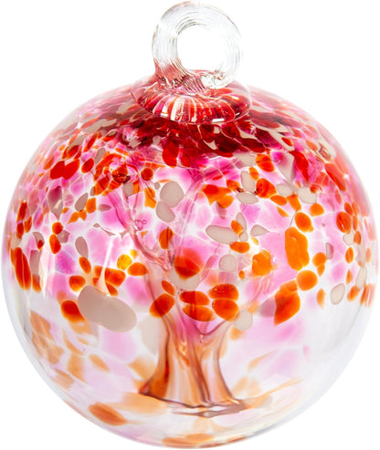 Dale Tiffany AC23212-D6 Rainbow Tree of Life Hand Blown Art Glass Ornament Witch Globe Gazing Ball, Golden Pink, 6" Diameter with Stand