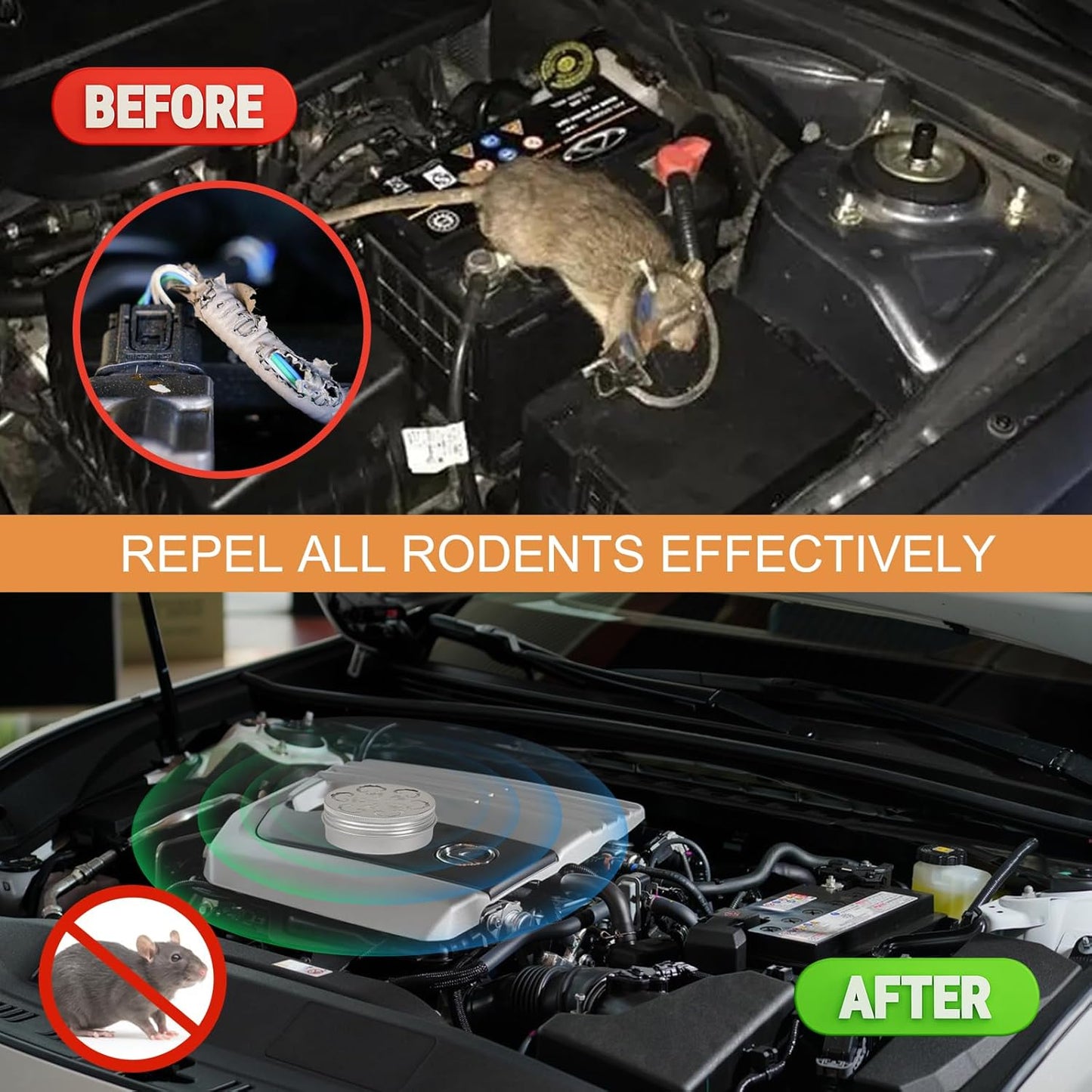 4 Pack Mouse Repellent,Rodent Repellent for Car Engines,Humane Mouse Traps for Car,House,Home,Indoor