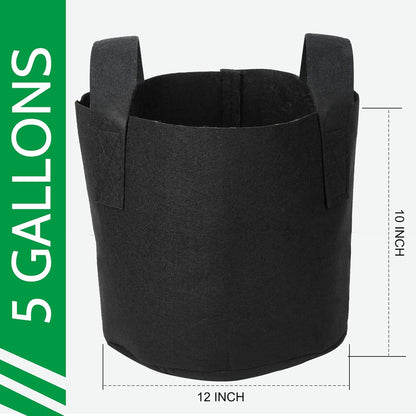 JERIA 24-Pack 5 Gallon Nonwoven Grow Bags, Plant Grow Bags，Heavy Duty Aeration Fabric Pots with Durable Handles, Come with 24 Pcs Plant Labels
