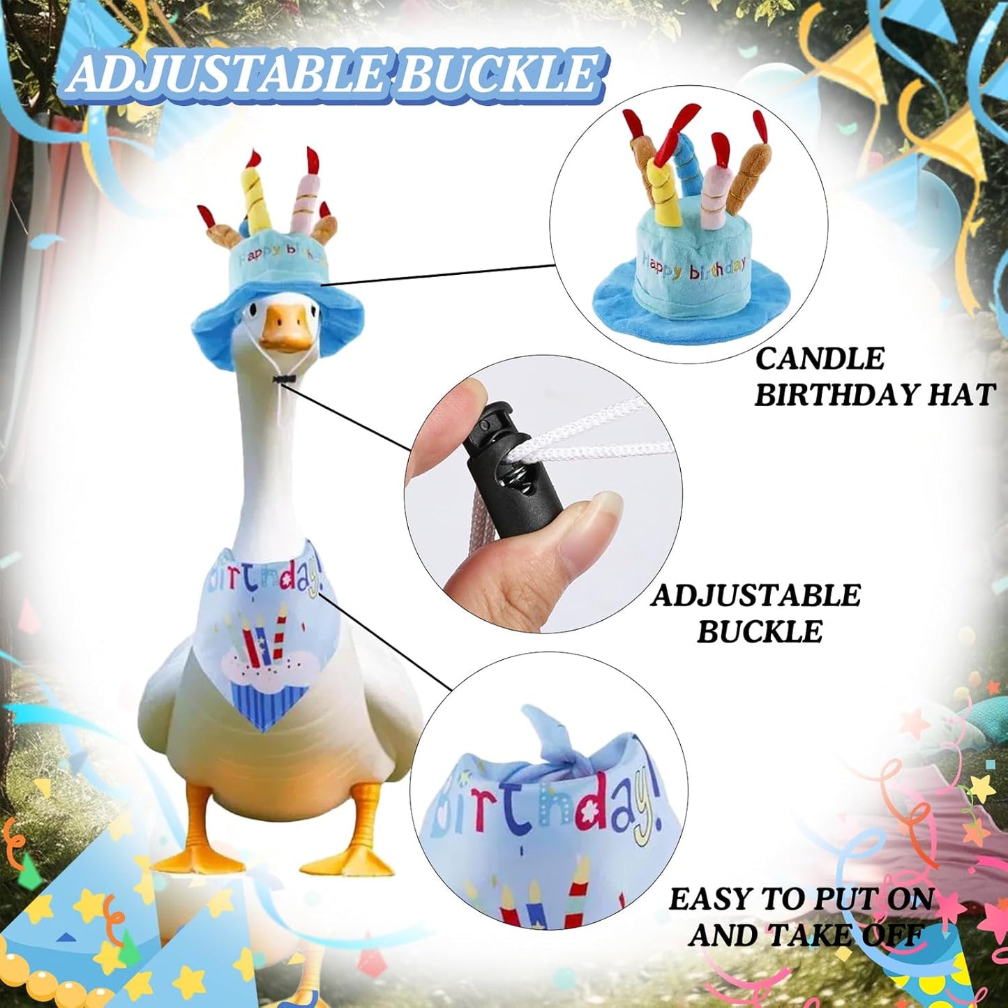 Porch Goose Outfits for 23" Plastic Porch Goose Birthday Outfit Goose Clothes for Cement Goose for Indoor Outdoor Garden Yard Lawn Patio Art Decor(Blue)