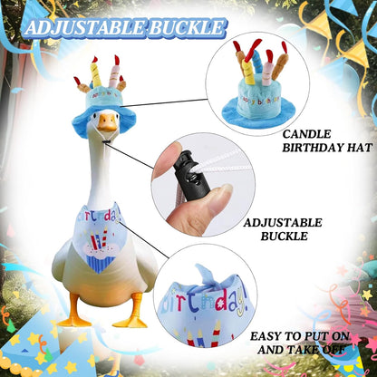 Porch Goose Outfits for 23" Plastic Porch Goose Birthday Outfit Goose Clothes for Cement Goose for Indoor Outdoor Garden Yard Lawn Patio Art Decor(Blue)
