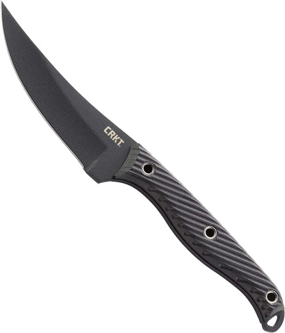 CRKT Clever Girl Fixed Blade Knife with Sheath: Powder Coated SK5 Steel, Upswept Blade, Textured Nylon Handle, Molle Compatible Sheath 2709,Black