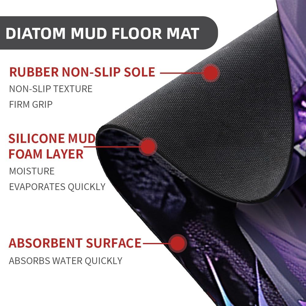 Bath Mat-Bathroom Rug，Purple Dragon with Blue Wings-Absorbent Non Slip Quick Dry Stain Resistant Easy to Clean Care Shower Rug for Bathtub Shower Room 20×31Inch (50 * 80cm)