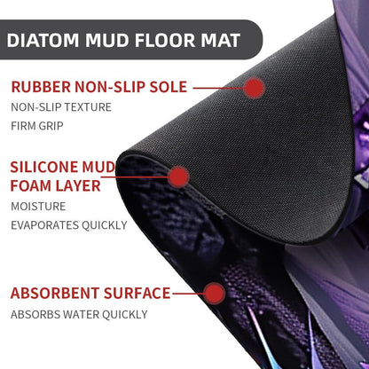 Bath Mat-Bathroom Rug，Purple Dragon with Blue Wings-Absorbent Non Slip Quick Dry Stain Resistant Easy to Clean Care Shower Rug for Bathtub Shower Room 17×27.5Inch (43 * 70cm)