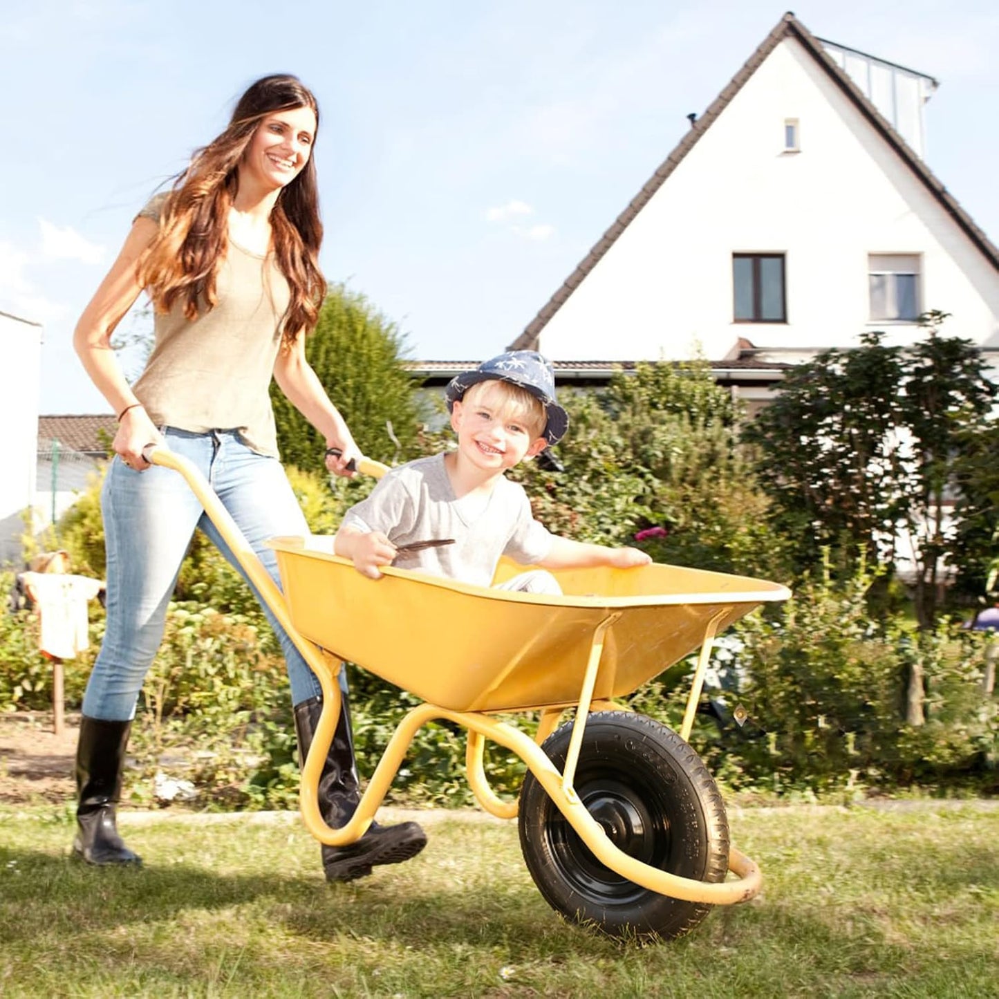 14.5" Wheelbarrow Tire, 3.50-8” Pneumatic Tire, Universal Wheelbarrow Wheel for 4.80/4.00-8”, 4.00-6”, and 2.50-8”, with 6" Centered Hub, 5/8" Axle Bore Hole, Sealed Bearings