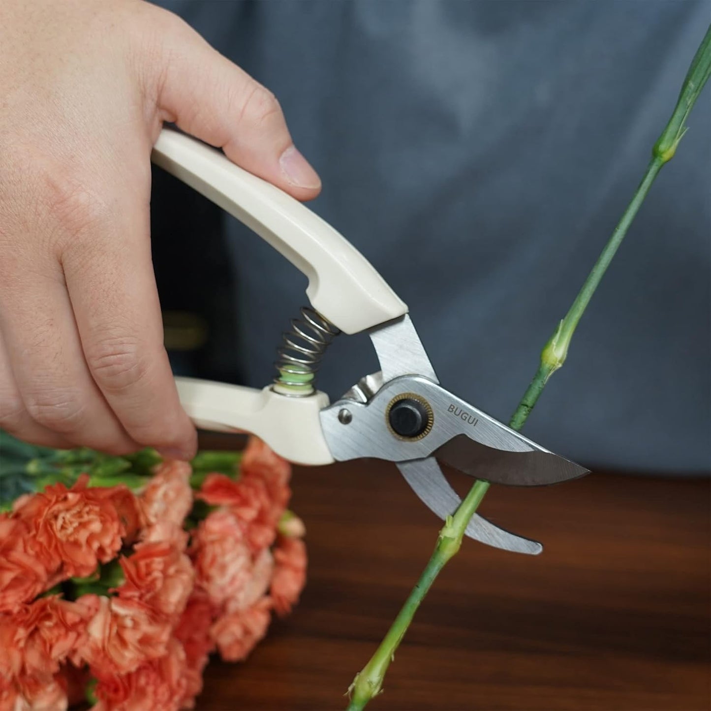 7" Small Pruning Shears Garden Shears - Premium Alloy Steel Bypass Pruner, Precision-ground Blades, Heavy Duty Gardening Tools, Ivory