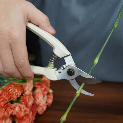 7" Small Pruning Shears Garden Shears - Premium Alloy Steel Bypass Pruner, Precision-ground Blades, Heavy Duty Gardening Tools, Ivory