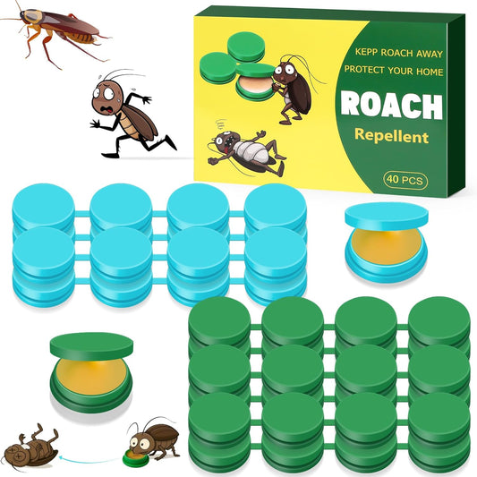 40 Pack Roach Repellent Cockroach Gel Bait Indoor Outdoor, Effective Cockroach Repellent Fast Acting Elimination of Indoor Roach Nests, Long-Lasting and Safe Family