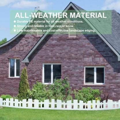 Garden Edging 33FT, Landscape Edging Borders [Extra Tall 4.6IN ] Flexible Lawn Edging Kit with 60pcs Stakes,Mini Plastic Fence for Tree Flowerbeds Grass Yard -White-1