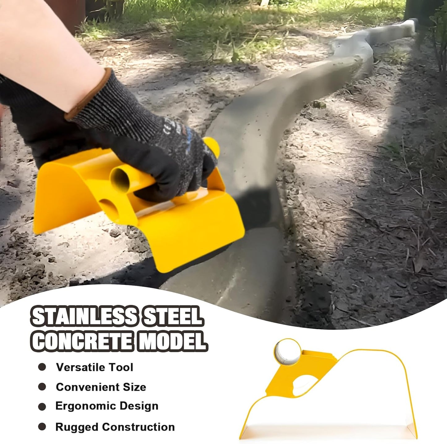 Concrete Curb Trowel Edger, Curb Tool for Concrete Edging, Concrete Curbing Trowel, Concrete Curb Hand Tool, Putty Knife