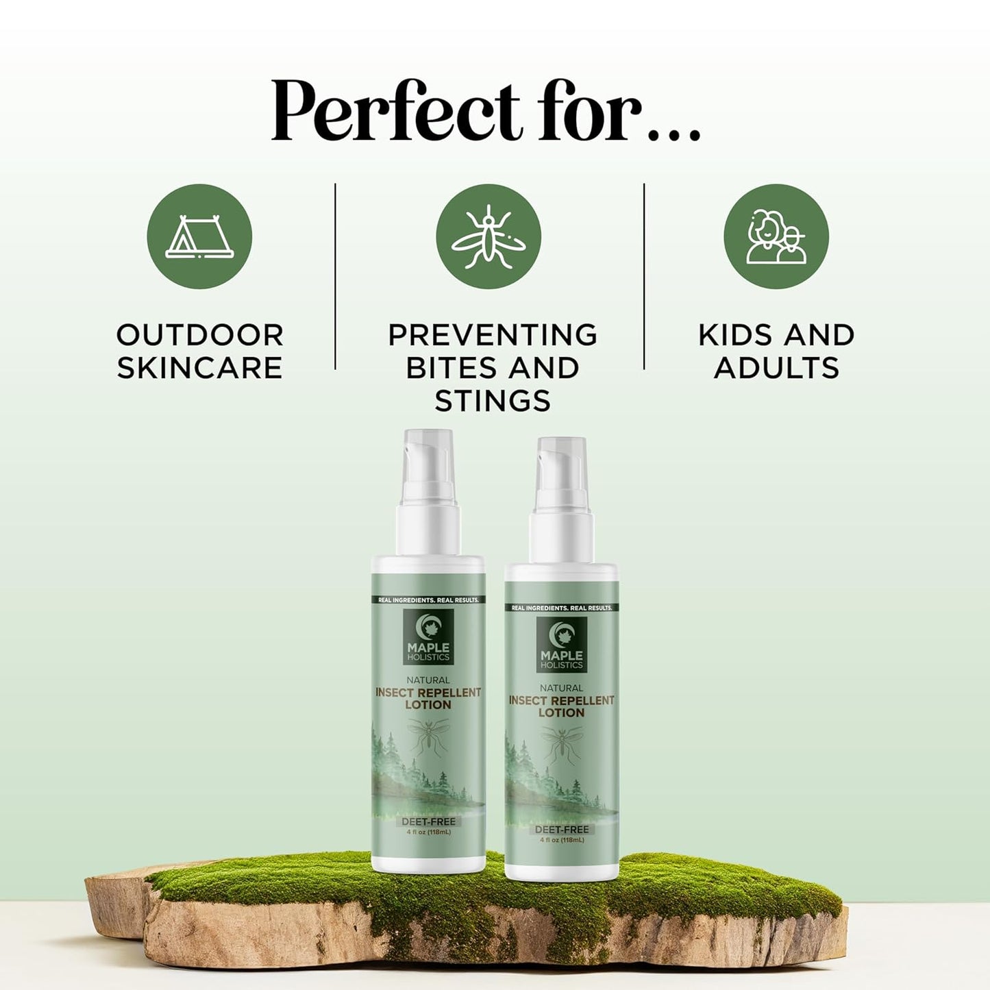 Bug Repellent Lotion for Adults & Kids - DEET Free Insect Repellent Lotion for Ticks & Mosquitoes - Made with Citronella & Lemongrass - Dermatologist Tested - Light Scent Vegan & Cruelty Free (8oz)