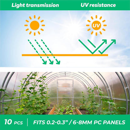 Greenhouses Polycarbonate Greenhouse Panels Connectors - Fit 6mm or 8mm Twin-Wall Polycarbonate Panels, Join 2 Pieces of Panels Together, 4-Foot Length, 10 Pieces (H Connectors 8mm-4ft)