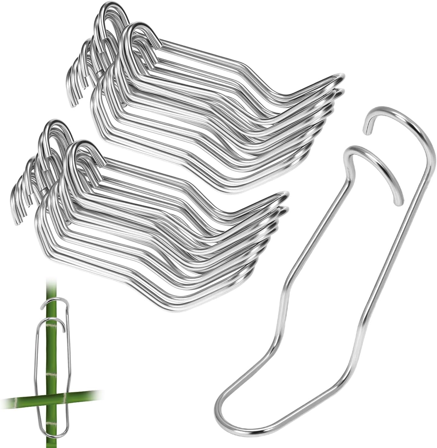 QWORK Garden Support Stakes with Clips, 20 PCS 7/16 Inch Galvanized Steel, Rust-Resistant for Climbing Plants