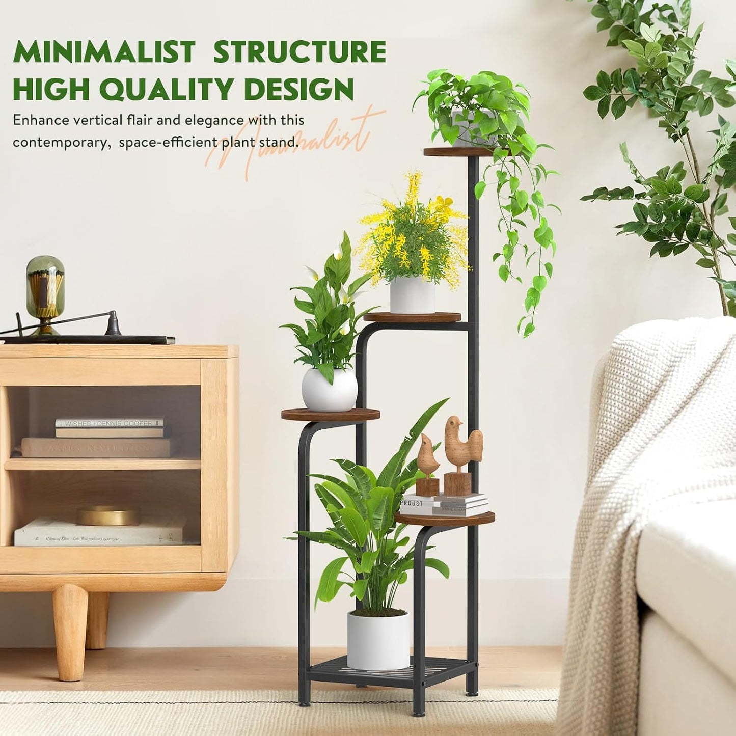 TOSKING 5 Tier Metal Plant Stand Indoor 48''H Tall ,Heavy Duty Plant Shelf , Corner Shelf Flower Pot Stand for Outdoor Plant Stand for Living Room Balcony Garden Patio Bedroom (5 Tier-Brown)