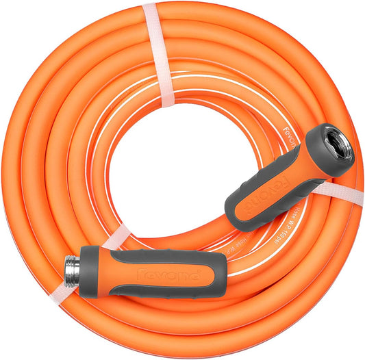 Fevone 35 ft x 5/8" Heavy Duty Garden Hose, Drinking Water Safe, Flexible & Kink-Free Hybrid Polymer Water Hose, Lightweight Outdoor Hose with swivel handles and 3/4" Solid Aluminum Fittings