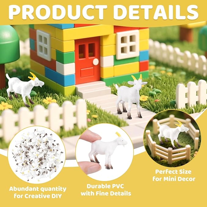 50 Pcs Miniature Goat Figurines Animal Figurines Set Plastic Realistic Mini Resin Lamb for Micro Landscape Fairy Garden Decor DIY Props