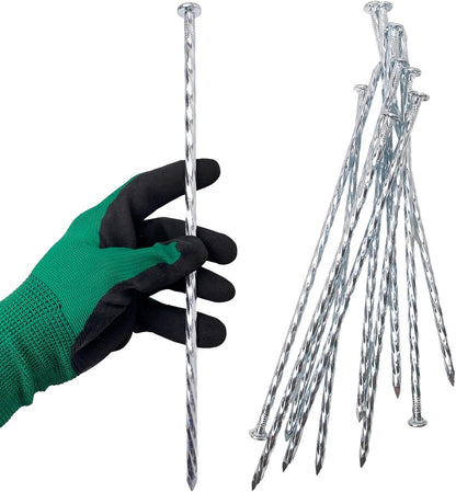 Artificial Turf Stakes Galvanized Spiral Landscape Spikes 12IN Weed Barrier Fabric Stakes for Paver Edging, Gardening Lawn Edging, Carpentry and More (10 PC)