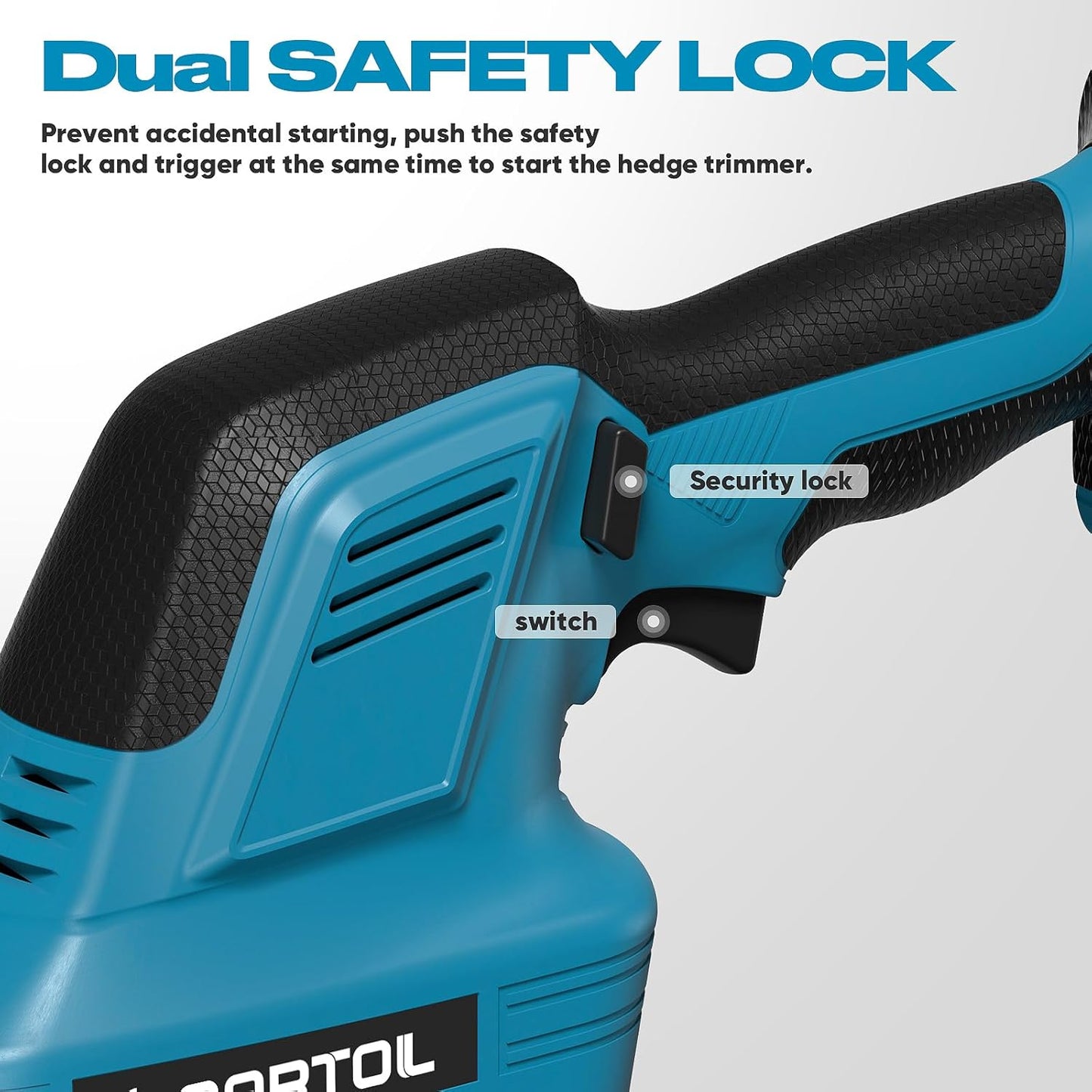 GARTOL Hedge Trimmer Cordless 2-in-1, 12'' Bush Trimmer & 20V Battery Powered Grass Shears with Battery & Charger, Lock, Fast Blade Change, Electric Hedge Shears Compatible with 18V Makita Batteries