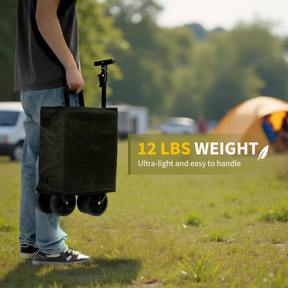 Foldable Wagon Cart, Utility Folding Wagon, Lightweight 12 lbs, 110L/250 lbs Capacity, Collapsible Cart with Wheels & Adjustable Handle for Grocery Shopping, Garden, Camping