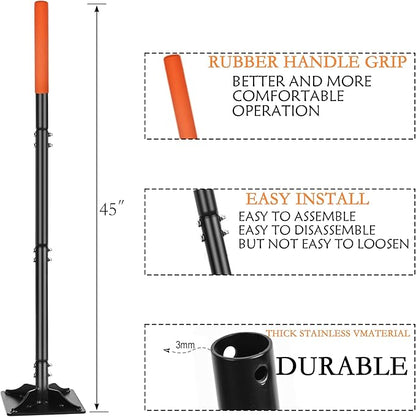 Steel Tamper 8in×8in, 45in Long-Handled Hand Tamper with Rubber Grip, Durable Ground Tamper, Ideal for Leveling Garden Soil, Gravel, as Well as Laying Floor Tiles and Repairing Blacktop