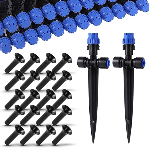 50-Pack - Quick Connect Dripper Drip Irrigation Emitters for 1/4" Tubing - Fast Easy Install Adjustable Flow Watering Flower Beds, Garden