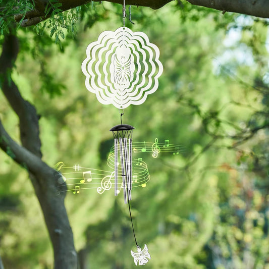 Wind Chimes with Angel Wind Spinner, Outdoor Garden Decor Wind Spinner, Gifts for Women, Mom, Retirement, Teacher, Parents Birthday, Memorial Gift for Garden Porch Patio Home Decor
