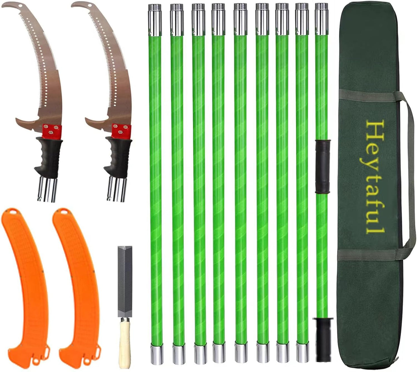 Manual Pole Saw 30 FT Extendable Tree Pruner High Branches Trimming for Pruning Palms and Shrubs with Long Handle (Green)