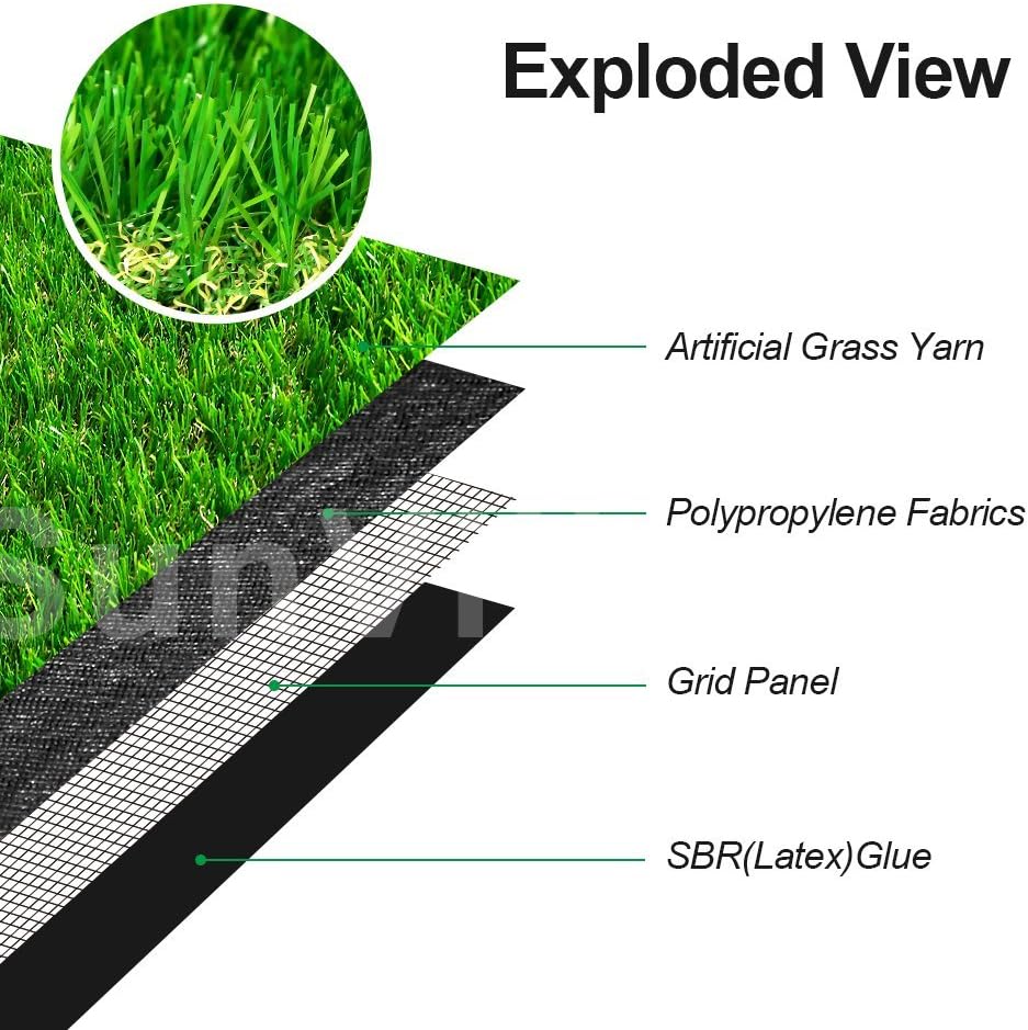 Artificial Grass Turf 8FTX80FT, 1.38" Pile Height Realistic Synthetic Grass, Indoor Outdoor Pet Faux Grass Astro Rug Carpet for Garden Backyard Patio Balcony