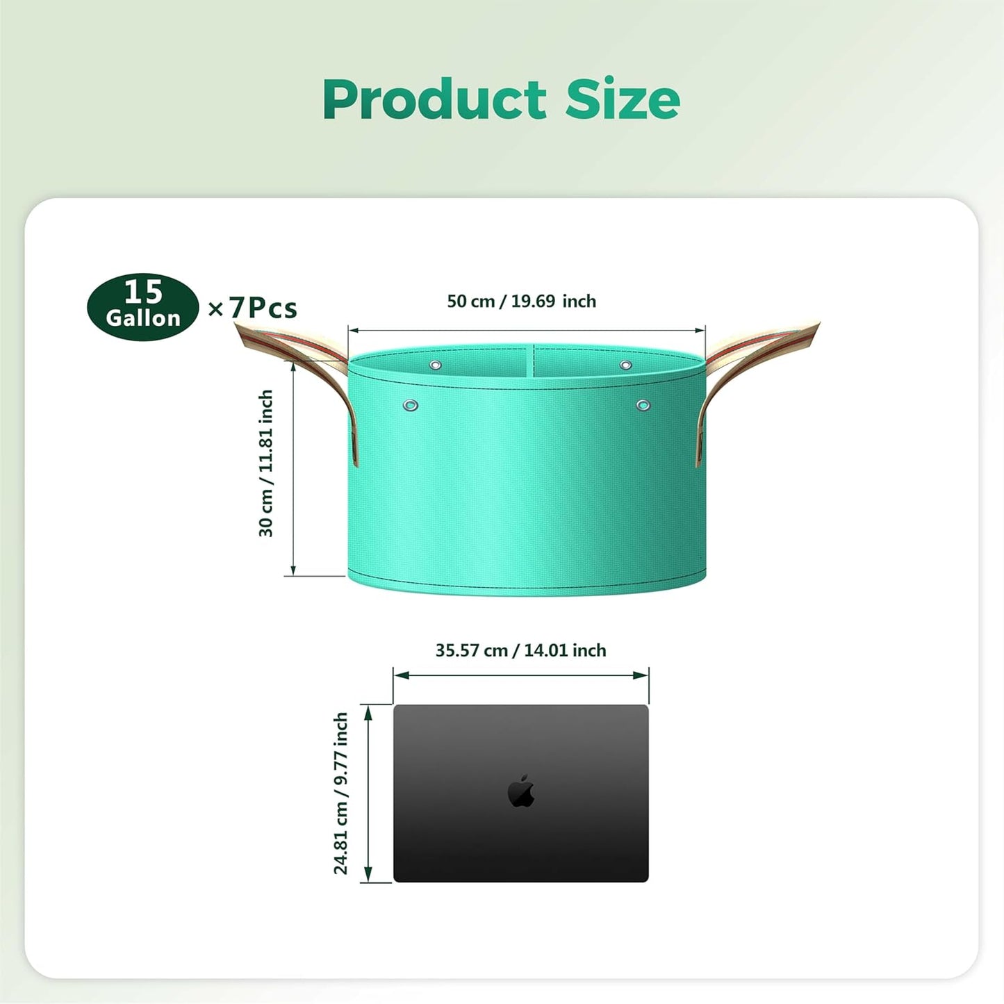 7 Pcs 15 Gallon Potato Grow Bag, PE Garden pots Plant Grow Bag with Branch-Binding Holes and Drain holefor for Vegetables, Strawberries, Flowers