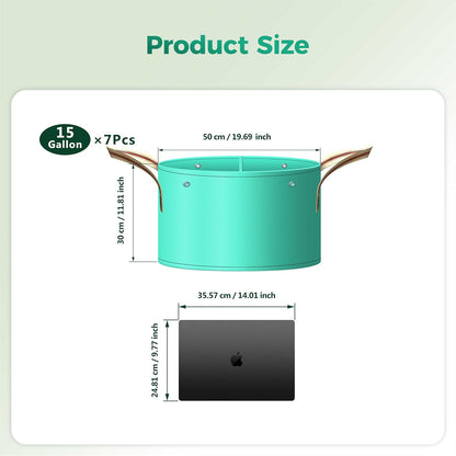 7 Pcs 15 Gallon Potato Grow Bag, PE Garden pots Plant Grow Bag with Branch-Binding Holes and Drain holefor for Vegetables, Strawberries, Flowers