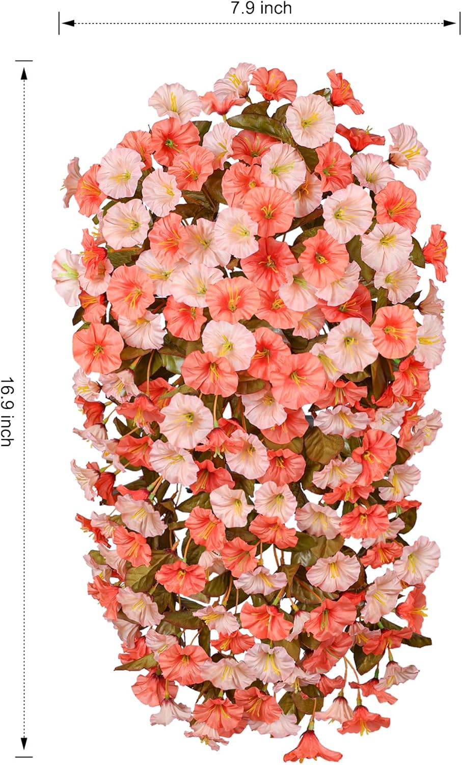 HyeFlora Artificial Fake Fall Hanging Flowers for Outdoor Decor, 2PCS Faux Silk Morning Glory Hanging Plants Mums Vine for Home Garden Wall Party Indoor Outside Decoration (Fall Orange+Light Orange)