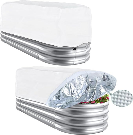 2 Pack Plant Covers Freeze Protection for Raised Garden Beds, Rectangular Winter Plant Frost Cloth with Insulated Liner and Drawstring, Garden Bed Frost Protection Blanket for Winter Outdoor Plants