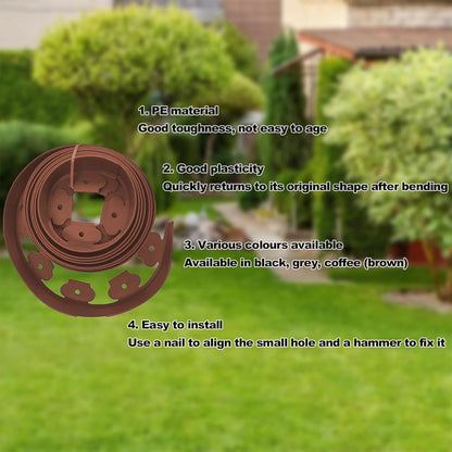 Garden Edging,33ft Landscape Edging Garden Borders Edging【2INCH Hight】 Paver Edging Include 30 Stakes, Flexible Lawn Edging Border for Yard, Lawn, Gardens(Brown)