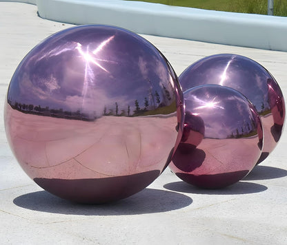 Stainless Steel Gazing Globe Mirror Ball, Decorative Gazing Balls for Garden, Reflective Smooth Garden Ball Sphere for Outdoor Yard Decoration (Purple, Dia: 12 inch)
