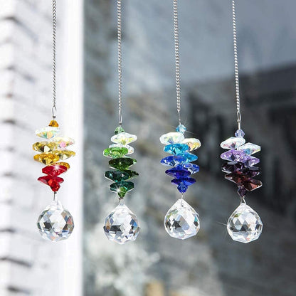 HDCRYSTALGIFTS 4PCS Crystal Hanging Sun Catchers for Window Indoor Rainbow Maker Suncatchers Crystals Ball Prism Chakra Octagon Bead Decor for Home Garden