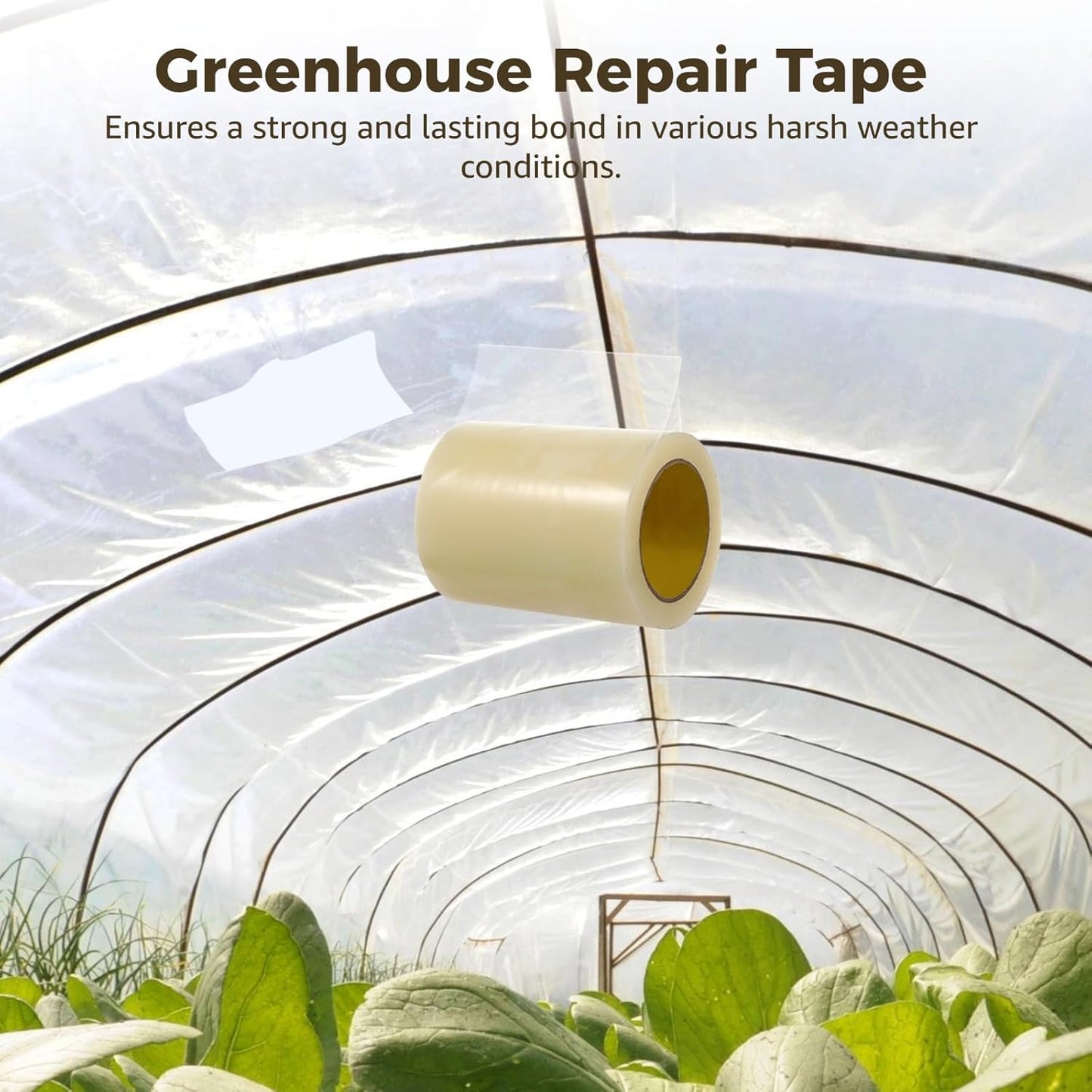 Greenhouse Repair Tape, 5.9"×164' High Adhesion Poly Patch Tape, Waterproof Clear Tent Tape, PE Sheeting Tape, Greenhouse Accessories for Seaming and Sealing