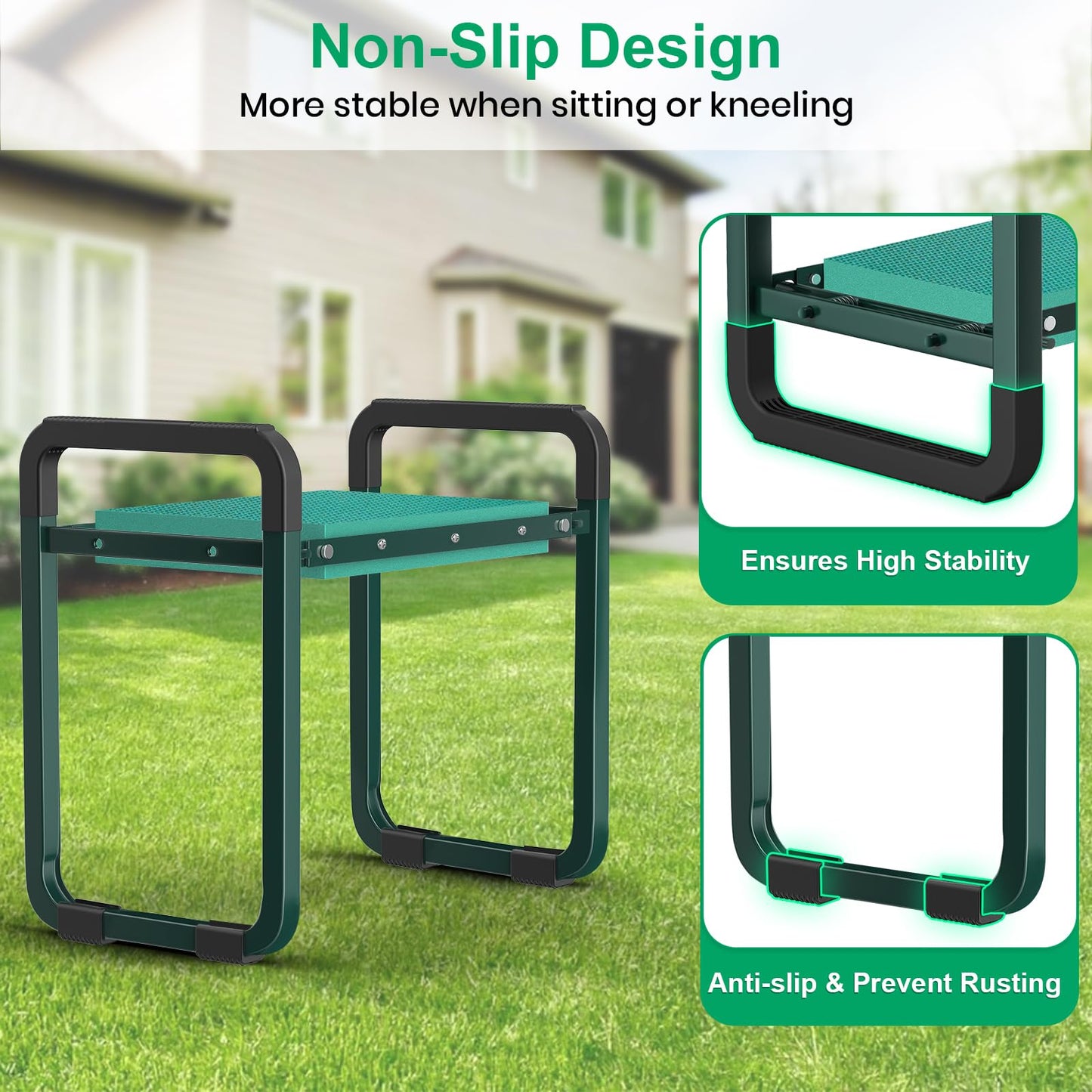 TomCare Garden Kneeler and Seat, 11.14" Kneeling Pad Sturdy Garden Bench