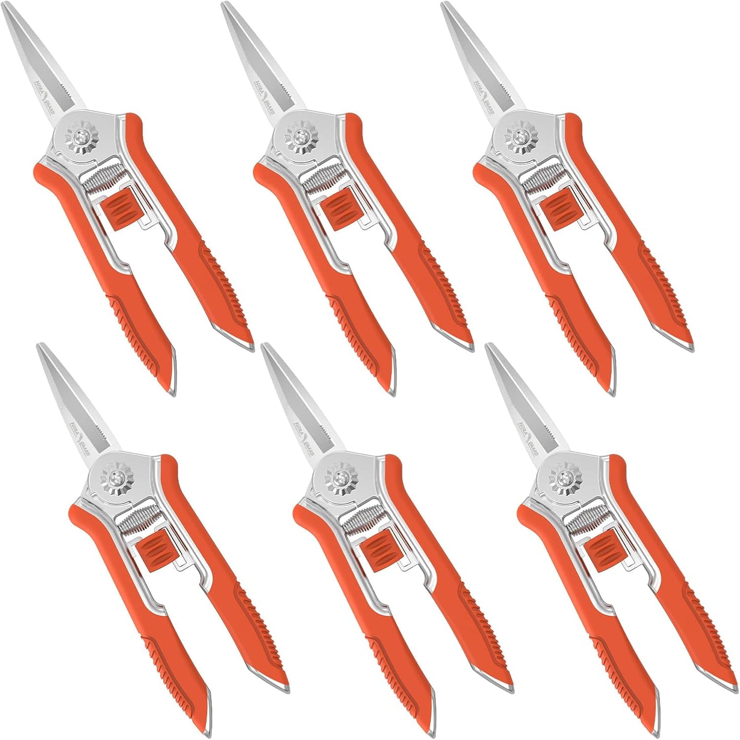 FLORA GUARD 6.5-Inch Floral Scissors, Zinc Alloy with Rubber Handle, Toothed Blade for Quick Cutting, Suitable for Flower Placement, Plant Pruning, Rose or Fruit Picking (6 PCS)
