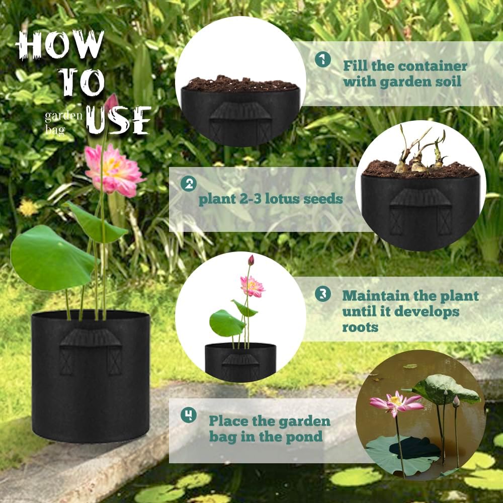 6 Pcs Lily Plant Pots for Pond, 1 Gallon Aquatic Pond Planter, Breathe Reusable Grow Bags with Handles for Aquatic Plants, Water Lily, Lotus, Potato,Onion,Flowers